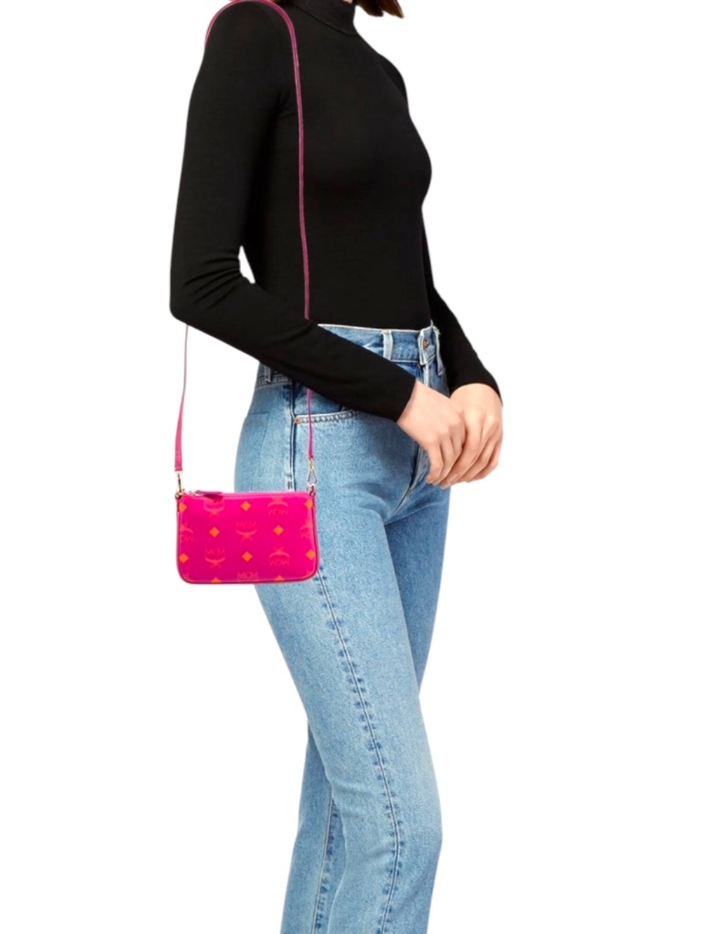 MCM Neon Mini Color Splash Crossbody Shoulder Bag Pink Orange - NWOT - Picture 3 of 5